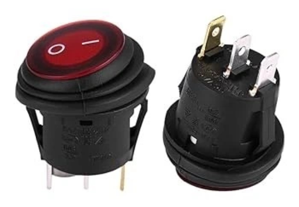 2Pcs 12V 3Pin Red LED Rocker Switches, Round Button Rocker Toggle Switch OnOff SPDT Snap Waterproof for Car Auto Boat Truck Amazon.ca Automotive