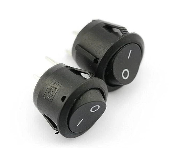 Amazon.com 2X Round Rocker Switch Black ON_Off I_O SPST Circular DC 12V 5A 10A_125V_250V AC Sports & Outdoors