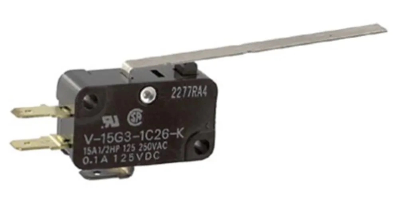 V-15G3-1C26-K _ Omron Long Hinge Lever Micro Switch, Quick Connect Terminal, 15 A @ 250 V ac, SP-CO, IP40 _ RS