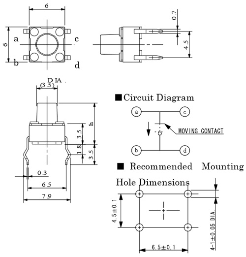 Analysis diagram of tactile button switch