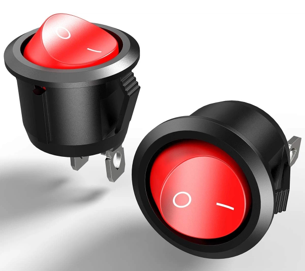 Amazon.com USMEI Round Rocker Switch, 2PCS 6A_250V AC, 10A_125V AC, 2 pin Red Button Toggle Switch (Large) Industrial & Scientific