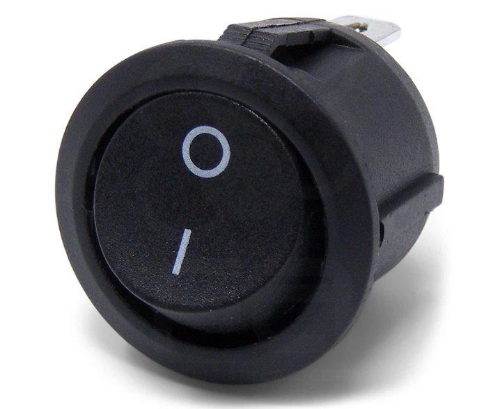 Mini Round 2-Pin SPDT ON-OFF Rocker Switch - Black