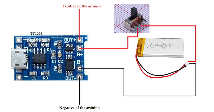 how to connect a slide switch to a battery