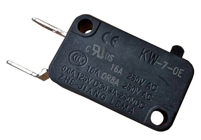 LEMA KW7-0E Electric Automation Microswitches No Lever Short Plunger SPST Normally Close Micro Switch 16A 2Pin, 6-Pack