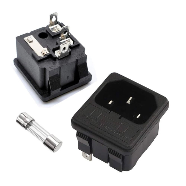 Oiyagai 5pcs AC250V_10A IEC320 C14 Male 3 Terminals Power Inlet Socket with Fuse Holder