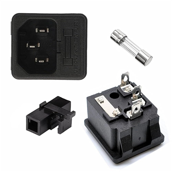Ganasome 2pcs IEC320 C14 Male Power Inlet Socket with Fuse Holder - AC250V_10A, 3 Terminals - Amazon.com